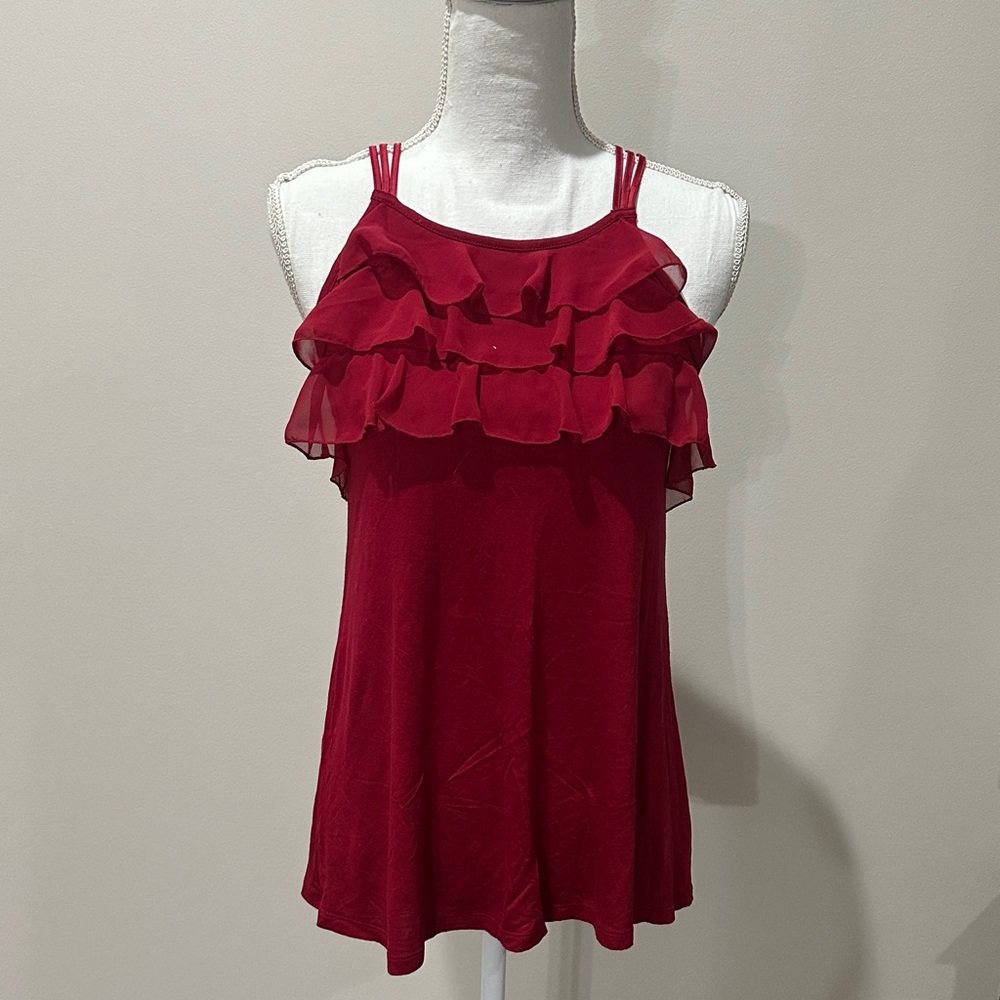 Express Red Layered Ruffle Blouse